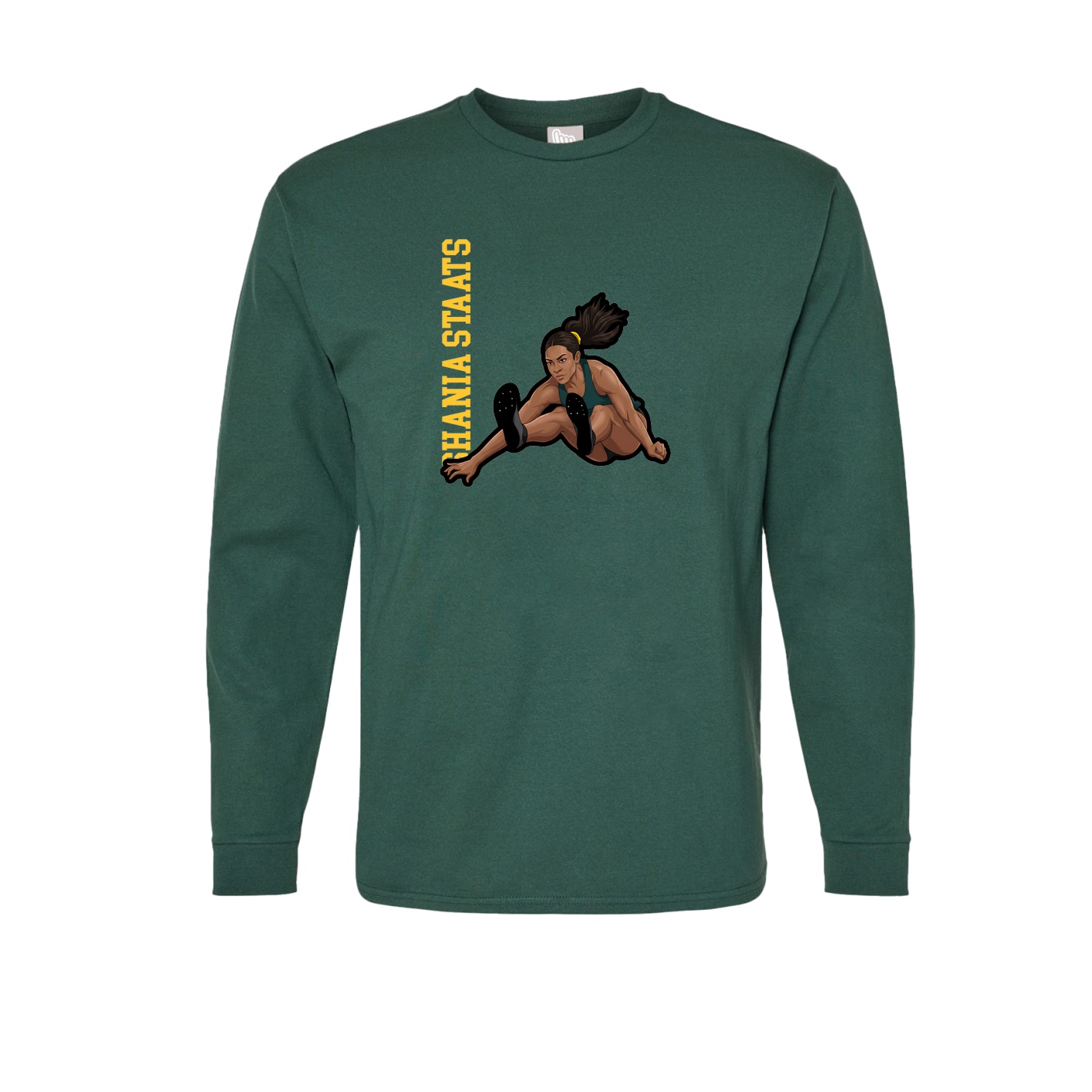 Long Sleeve Tee — Name Vertical in Green