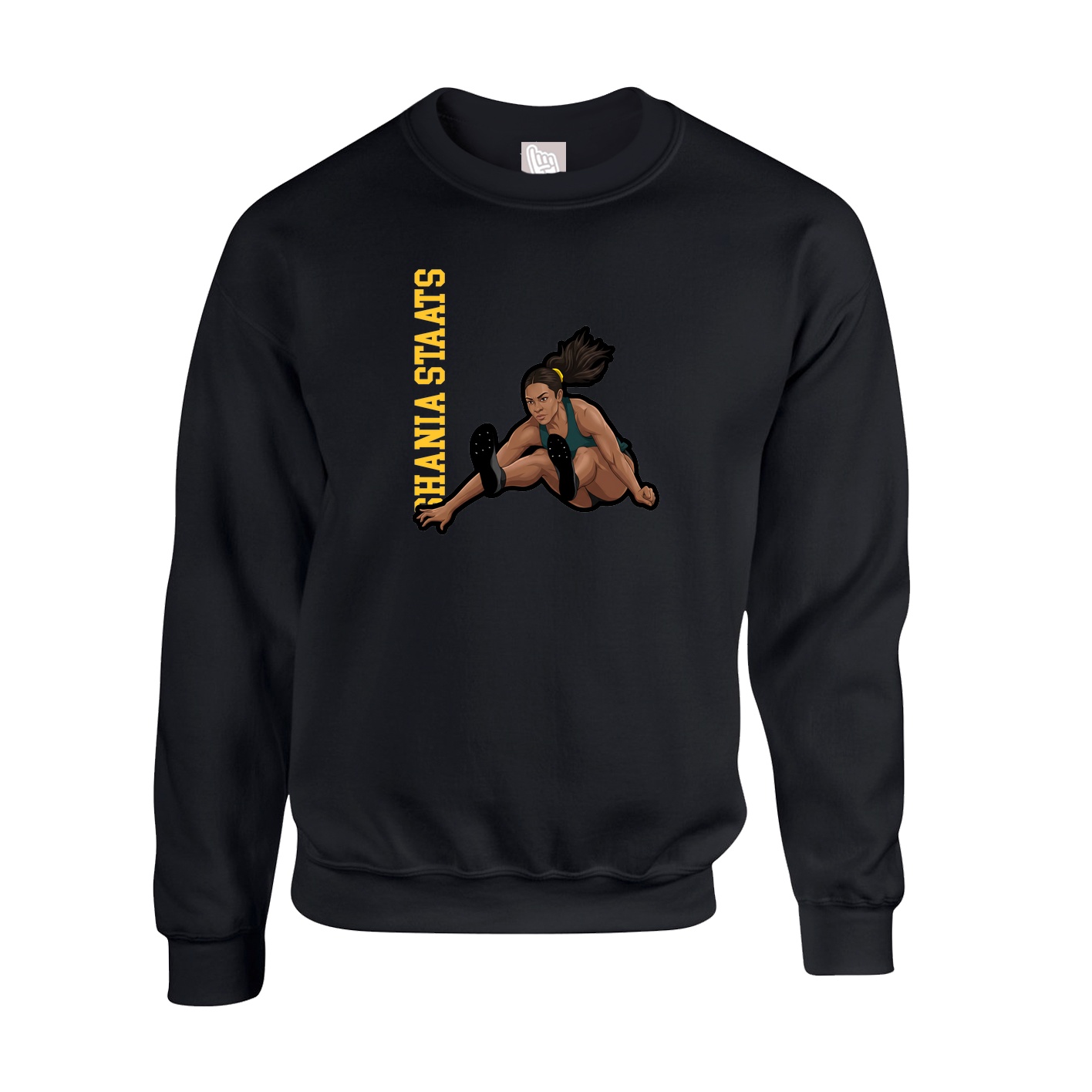 Fleece Crew — Name Vertical in Black