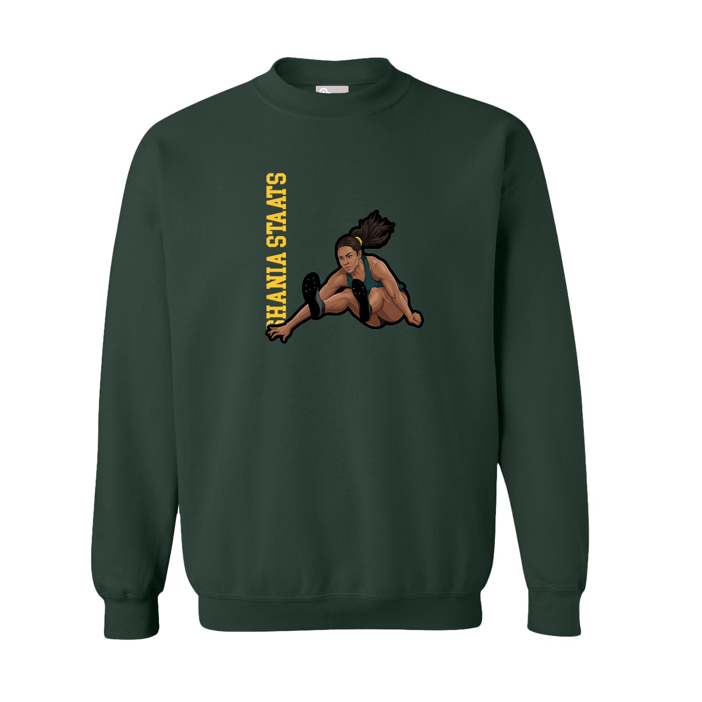 Fleece Crew — Name Vertical in Green