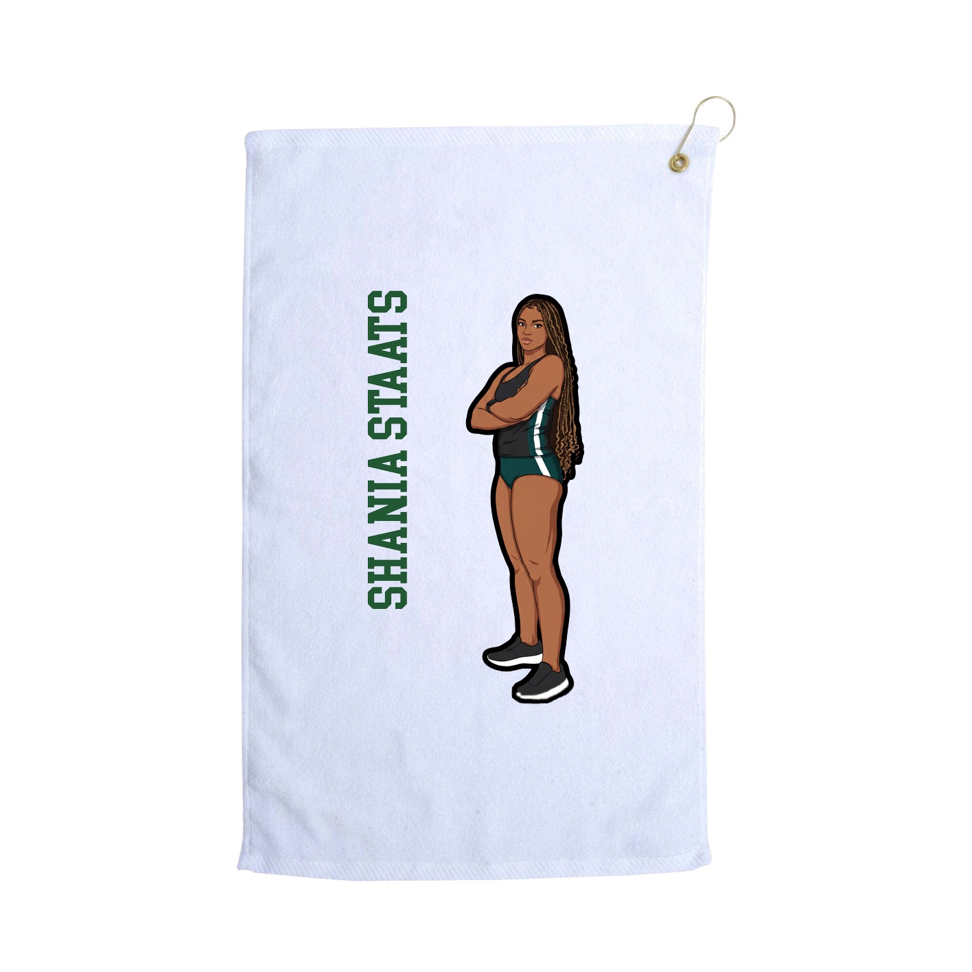 Golf Towel — Name Vertical in White