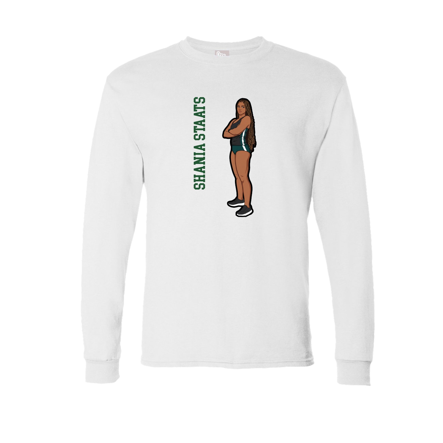 Long Sleeve Tee — Name Vertical in White