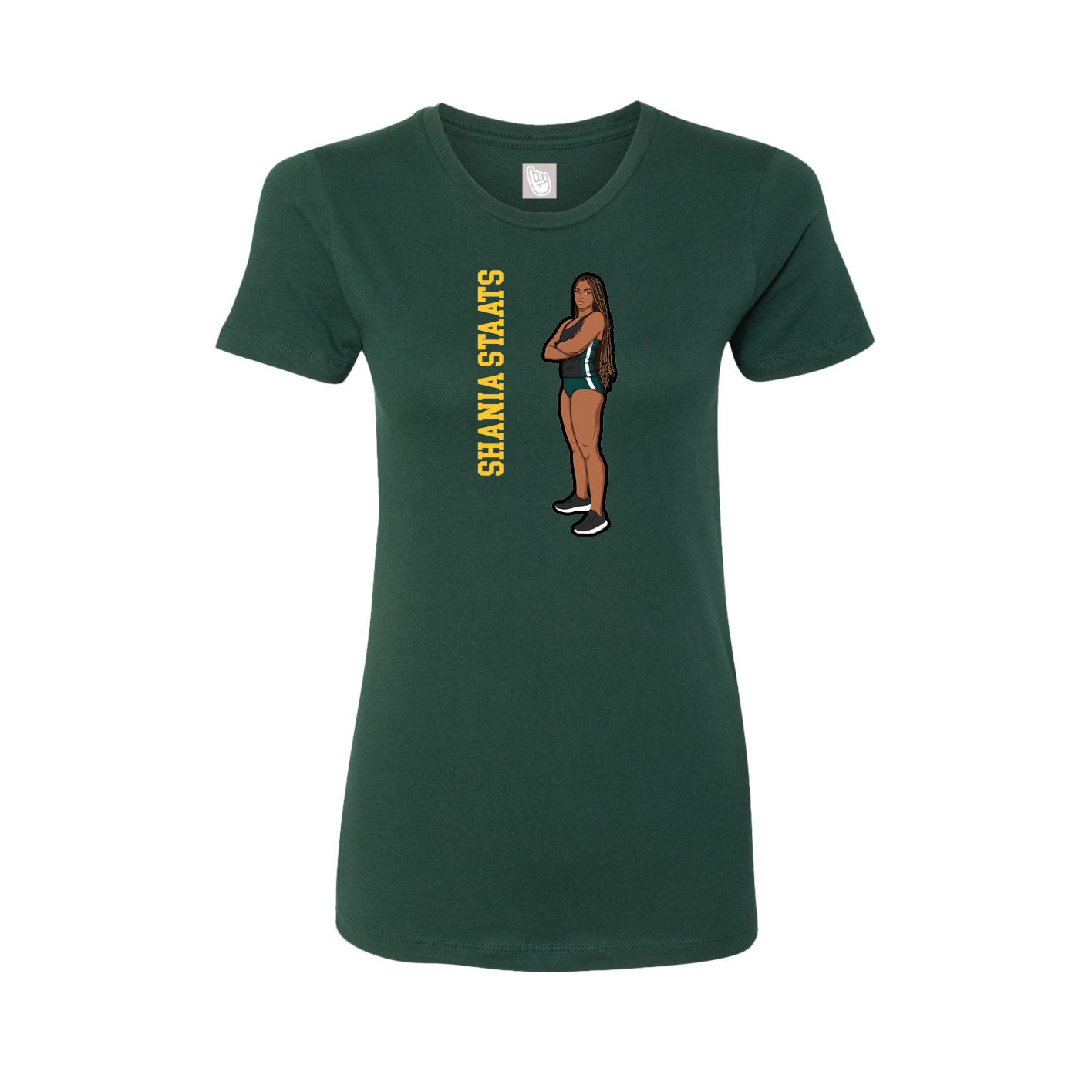Fitted Women's Tee — Name Vertical in Green