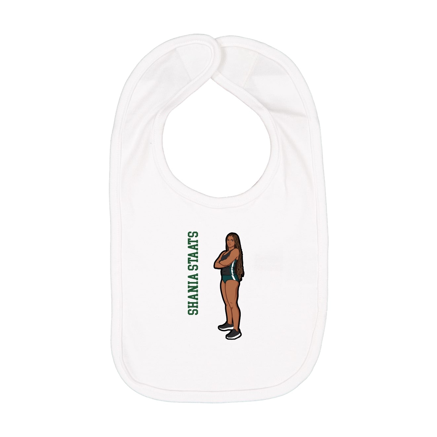 Infant Bib — Name Vertical in White