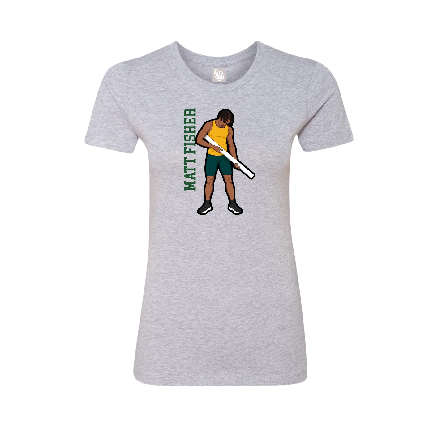 Fitted Women's Tee — Name Vertical in Grey