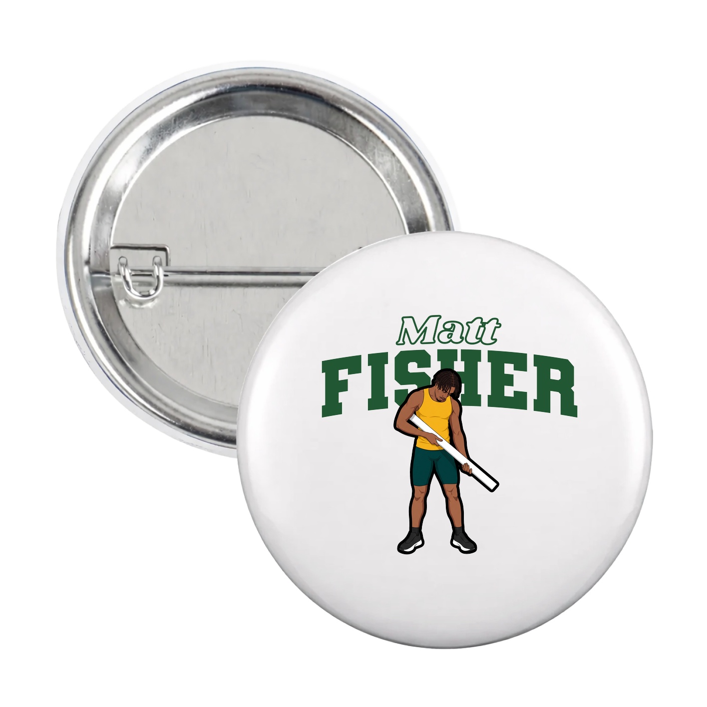 Game Day Button — Name Arch in White