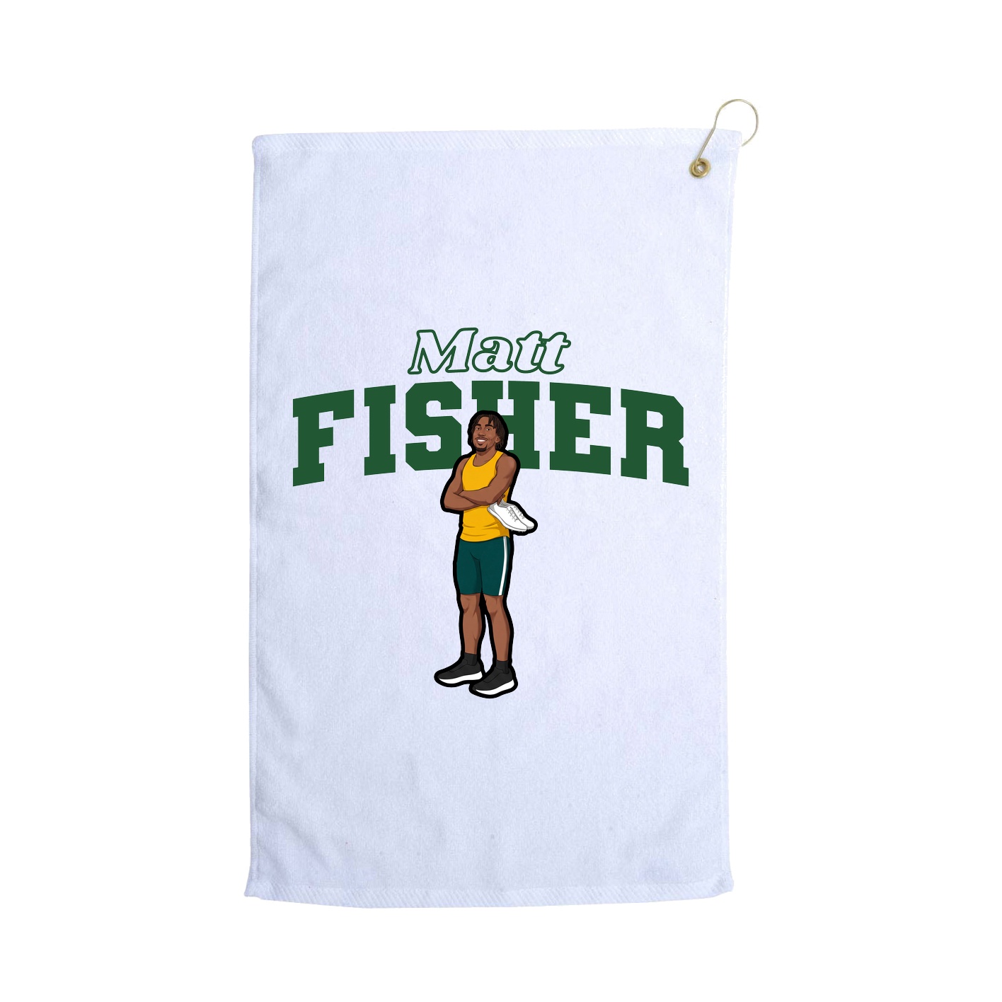 Golf Towel — Name Arch in White