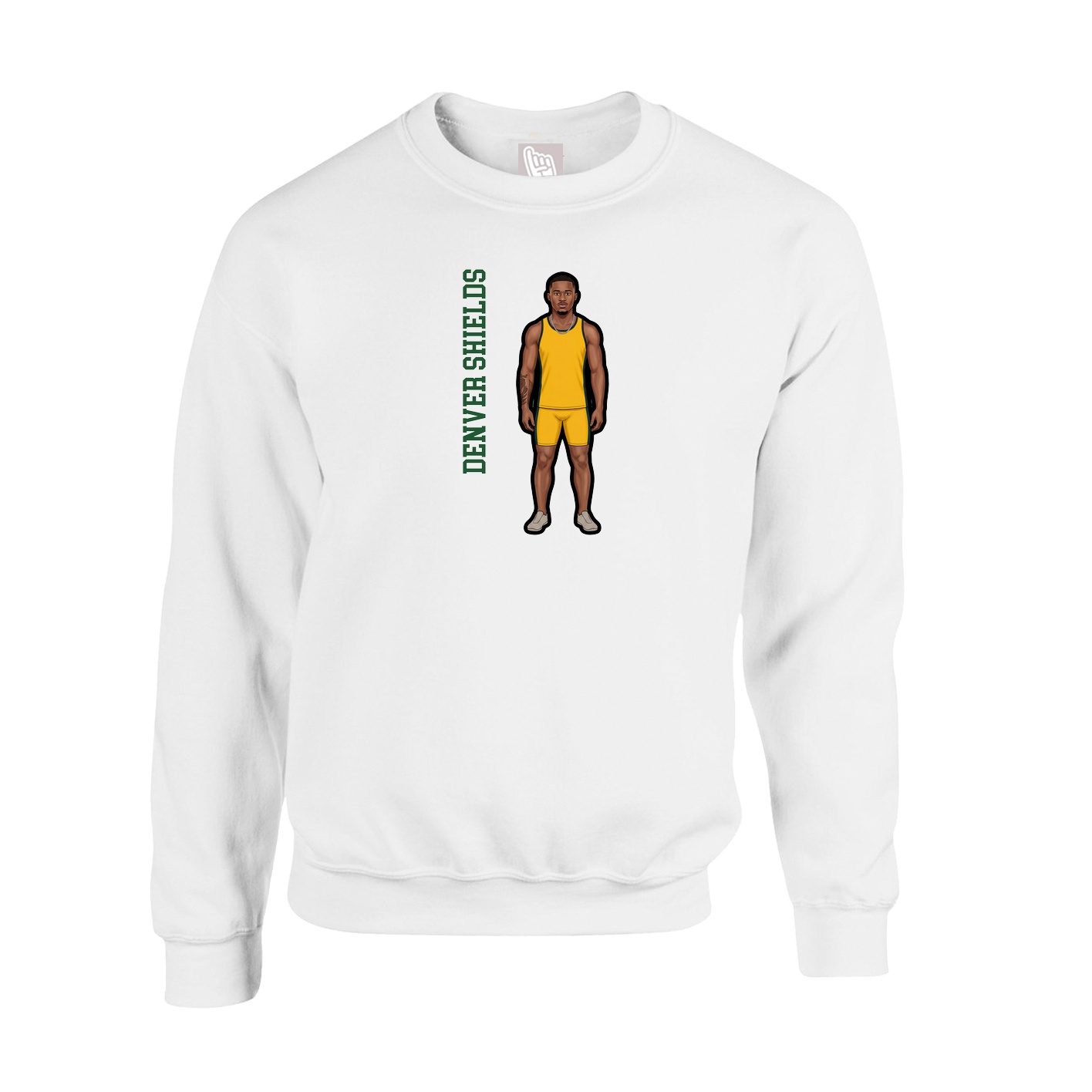 Fleece Crew — Name Vertical in White