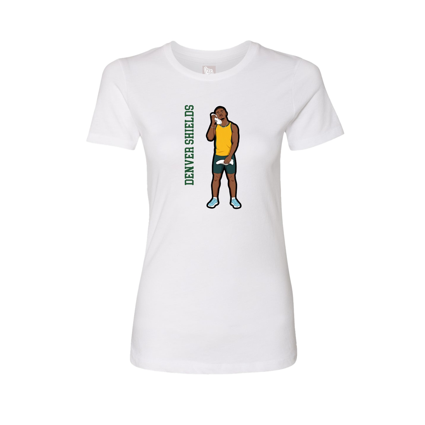 Womens Tee — Name Vertical in White
