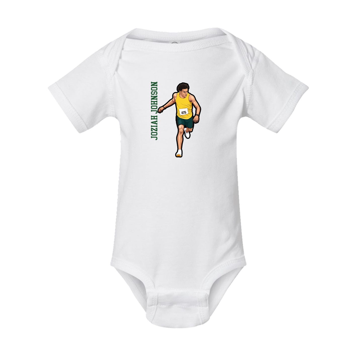 Baby Onesie — Name Vertical in White