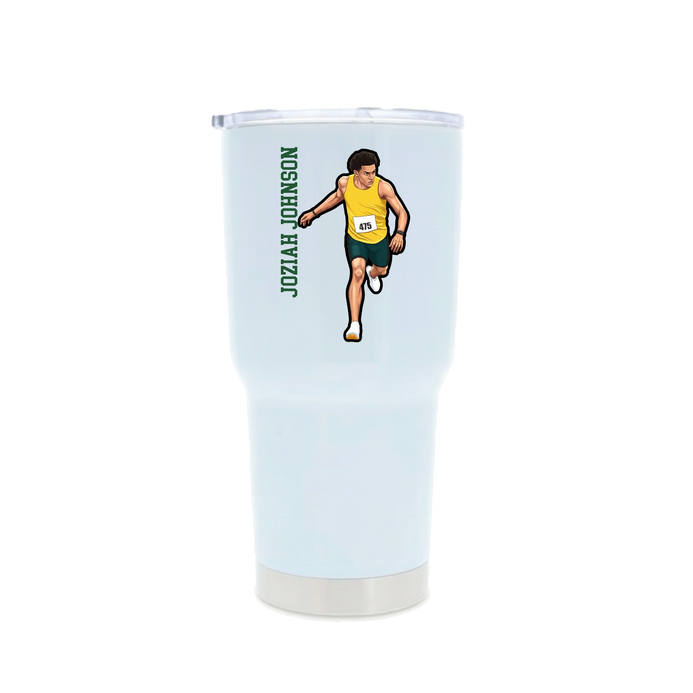 30oz Stainless Steel Tumbler — Name Vertical in White
