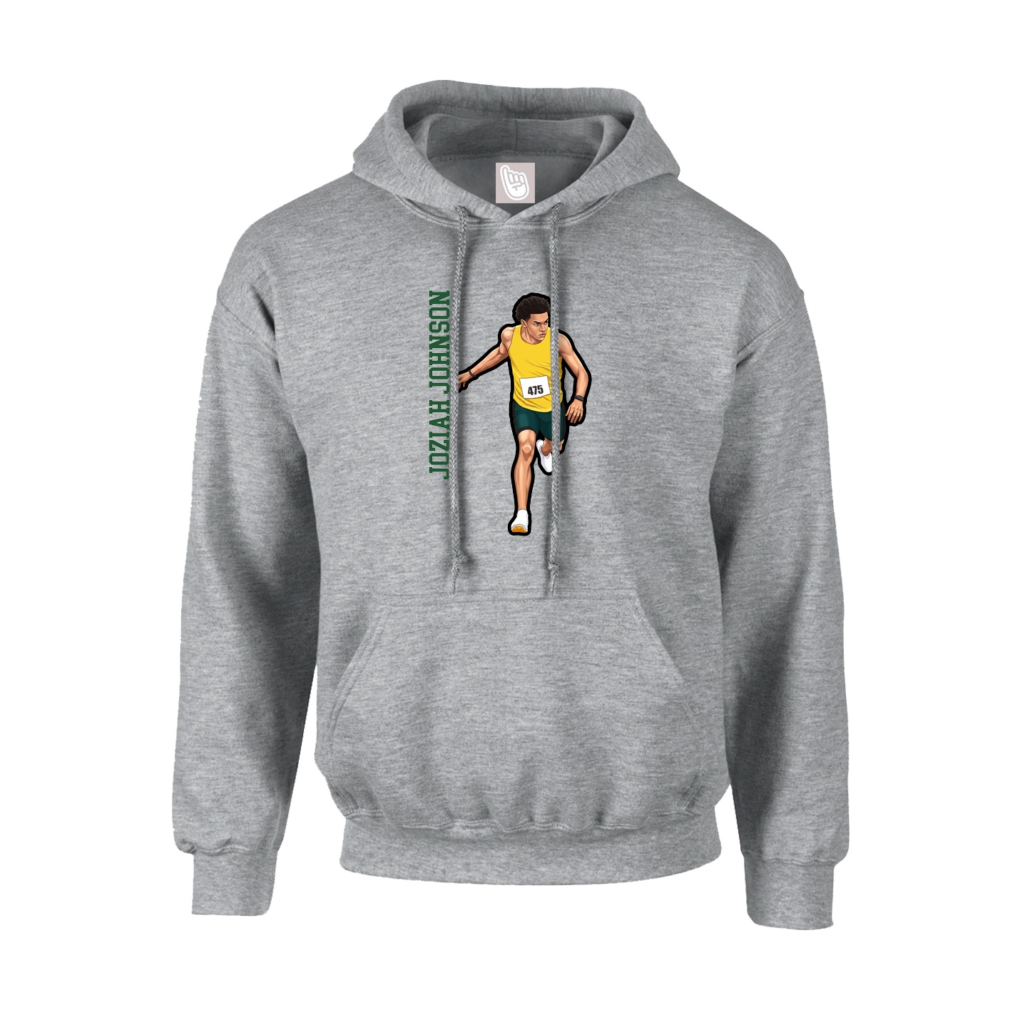 Hoodie — Name Vertical in Grey