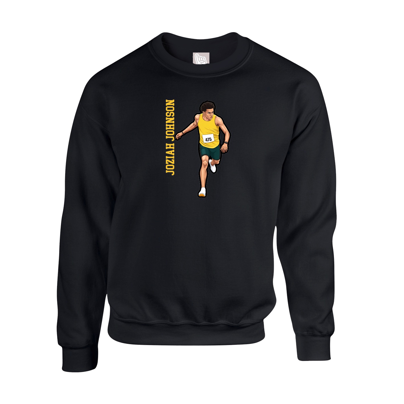 Fleece Crew — Name Vertical in Black