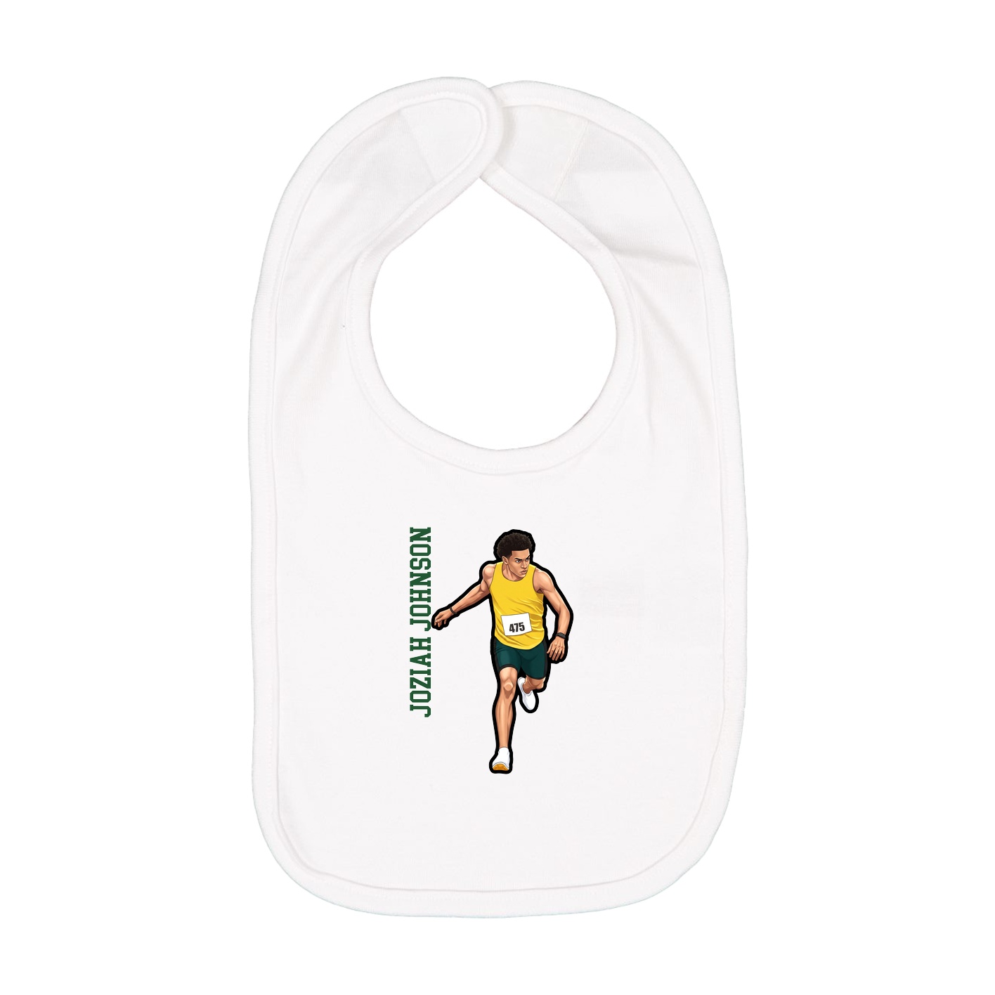 Infant Bib — Name Vertical in White