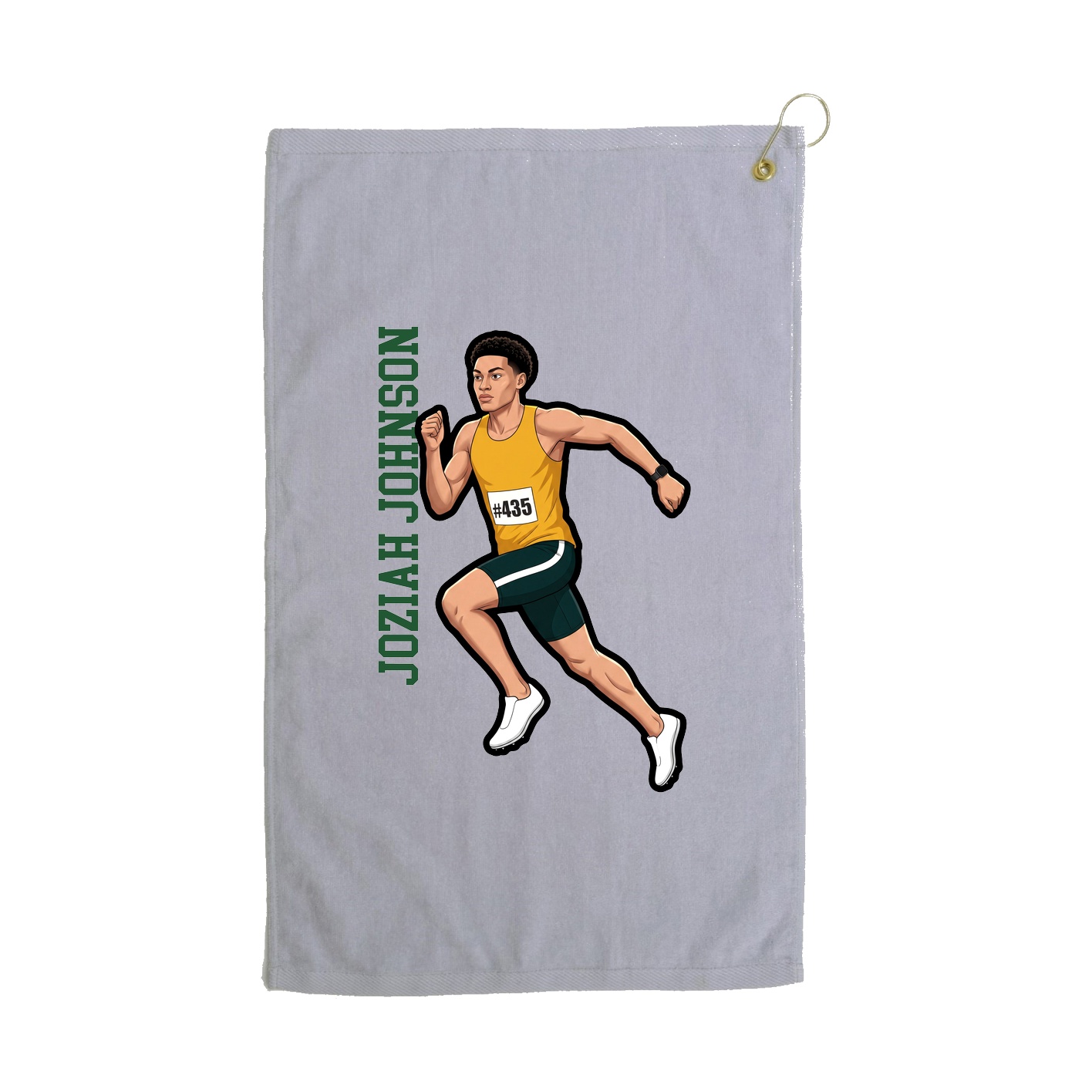 Golf Towel — Name Vertical in Grey