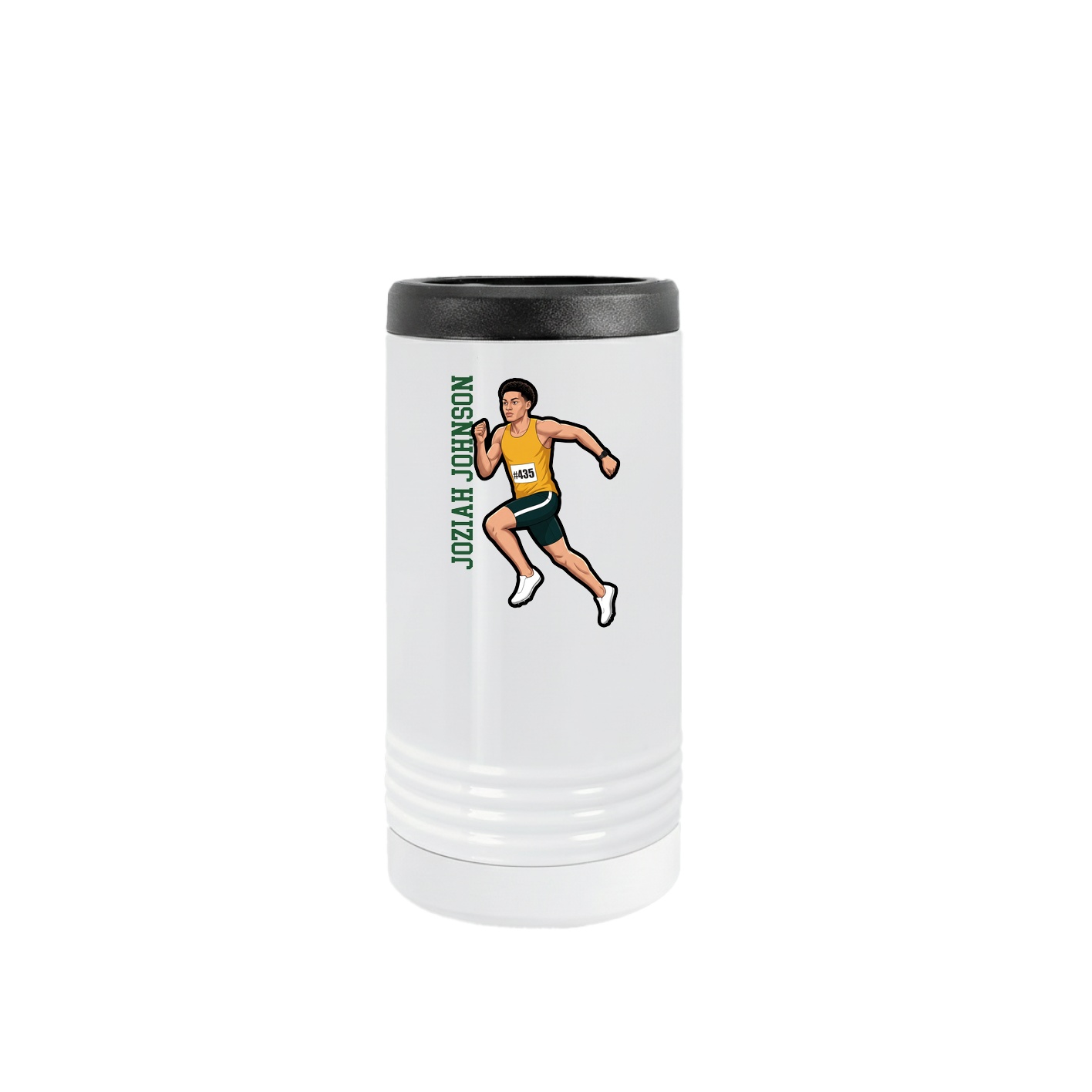 Slim Beverage Holder — Name Vertical in White