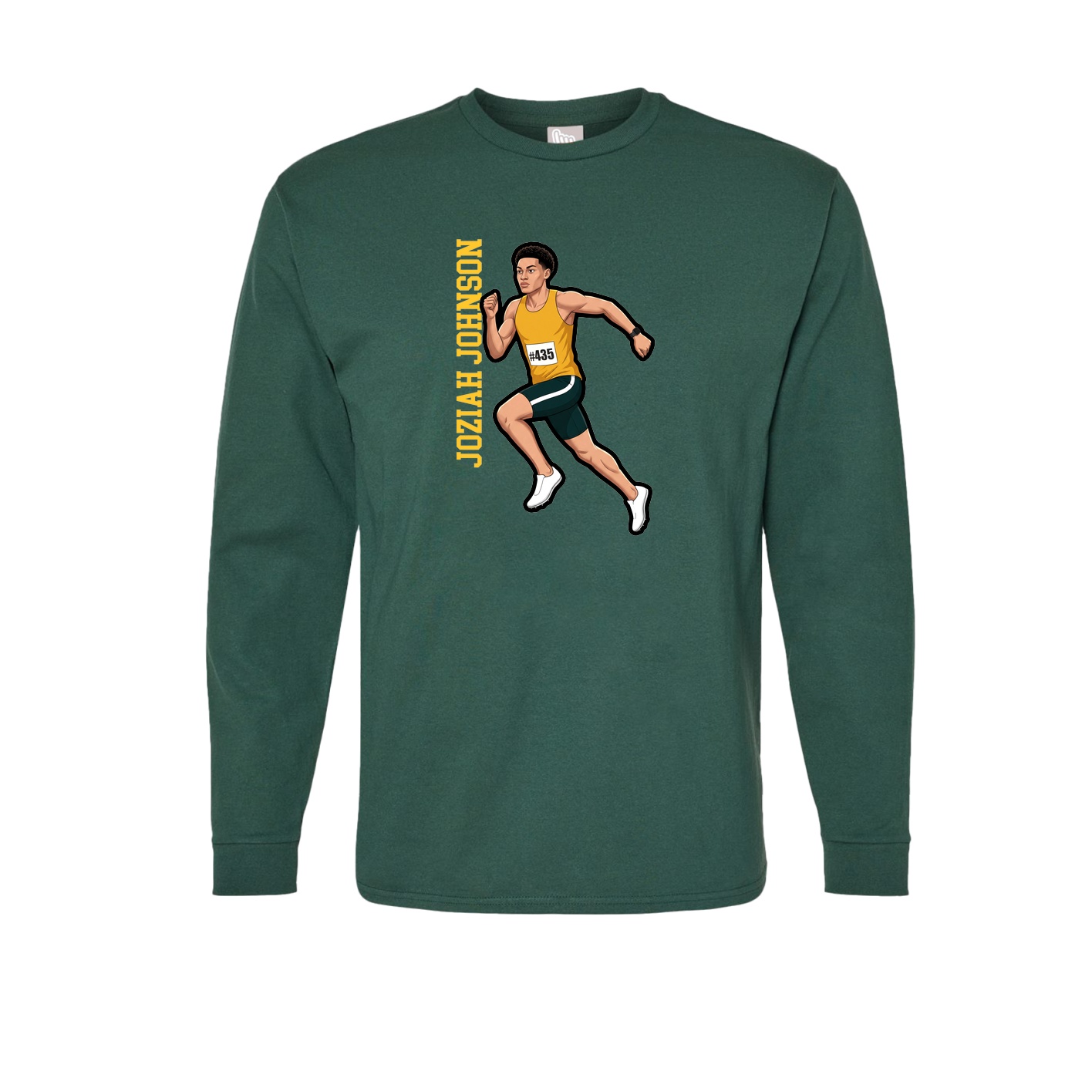 Long Sleeve Tee — Name Vertical in Green