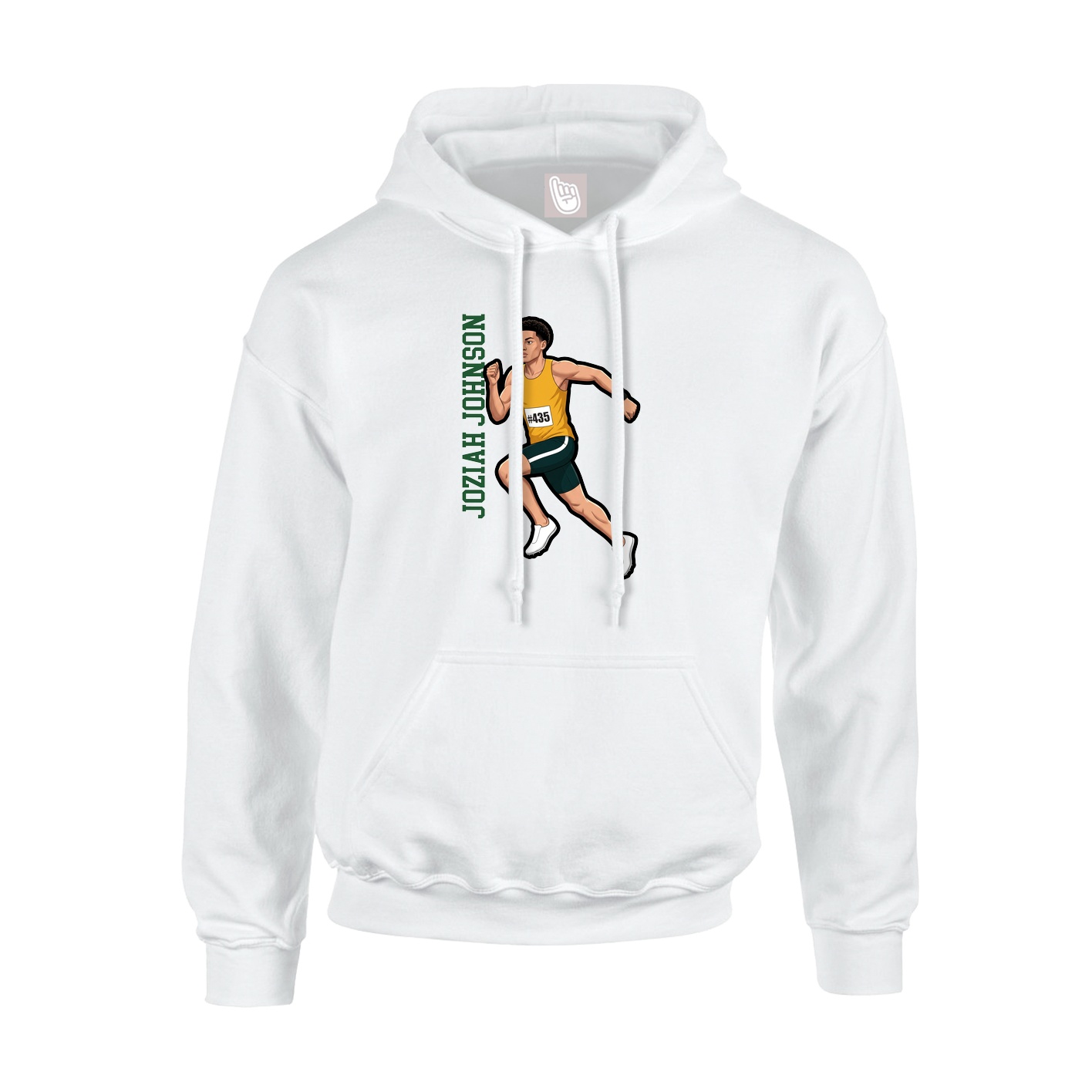 Youth Hoodie — Name Vertical in White