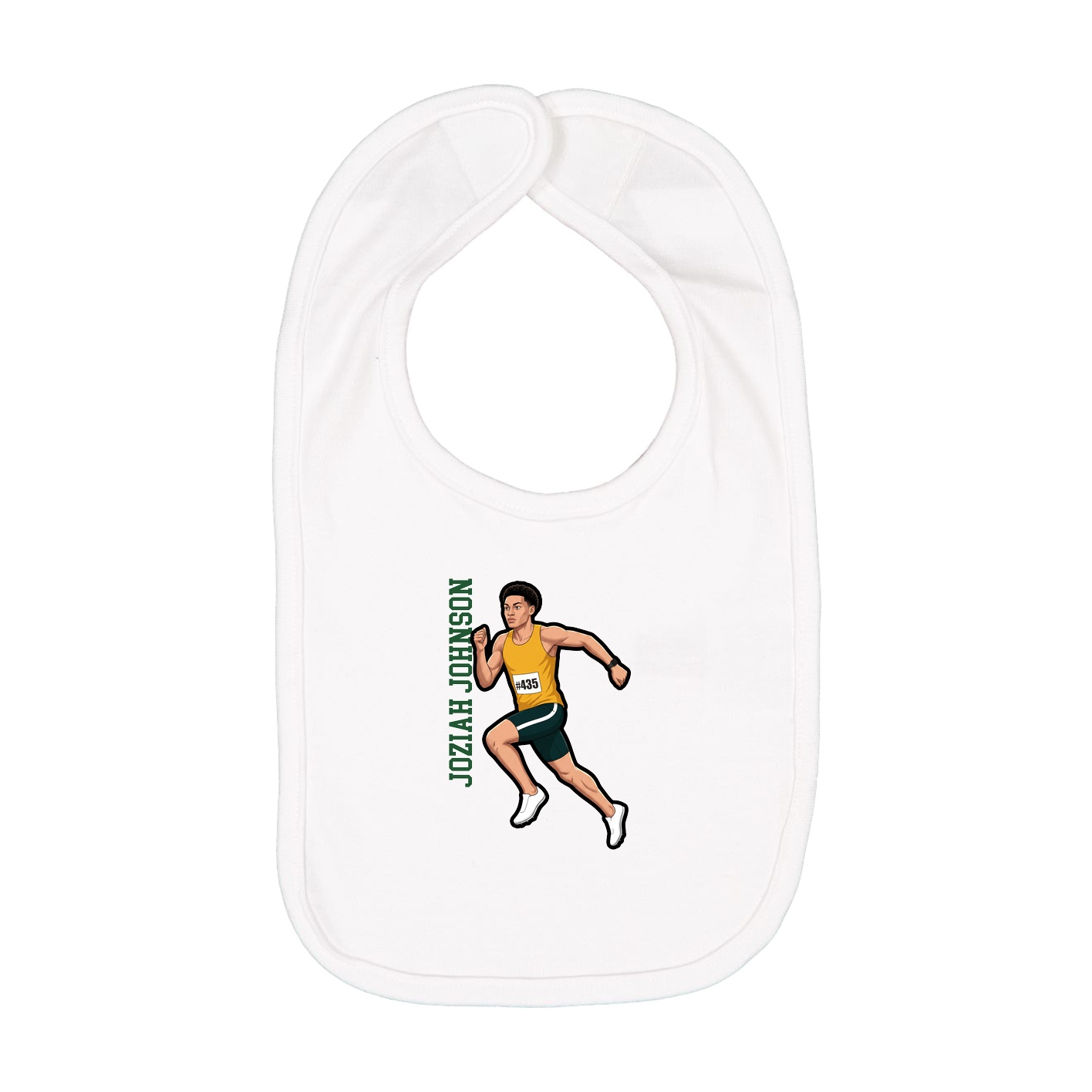 Infant Bib — Name Vertical in White