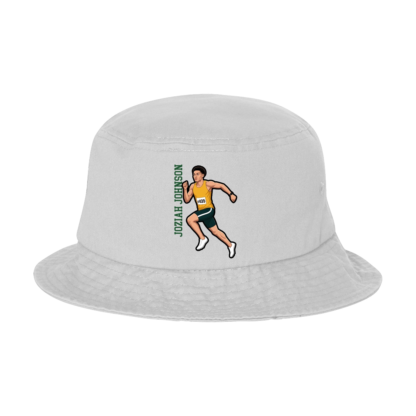 Bucket Cap — Name Vertical in White
