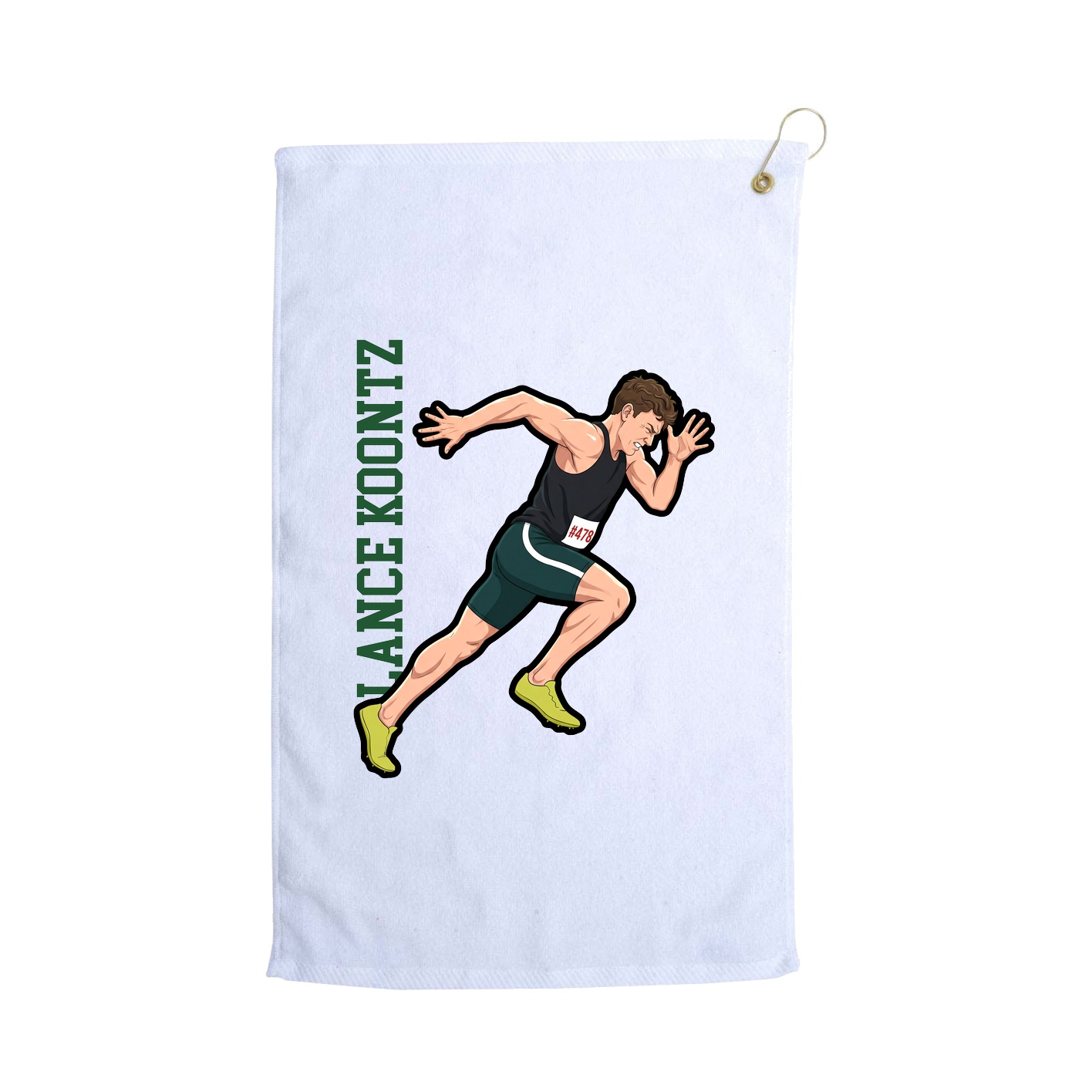 Golf Towel — Name Vertical in White
