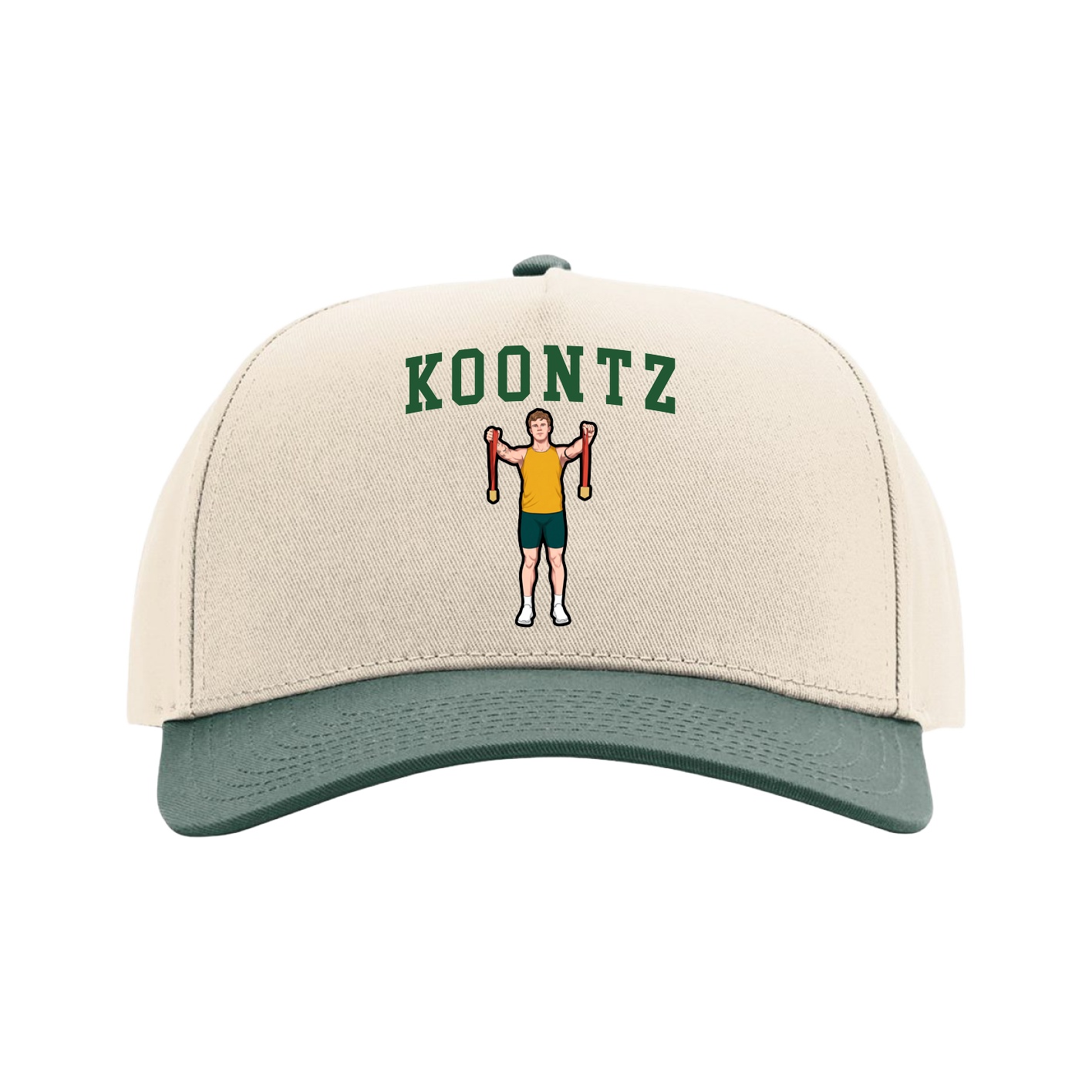 Full Fabric Five-Panel Champ Cap — Shirsey in Cream/Green