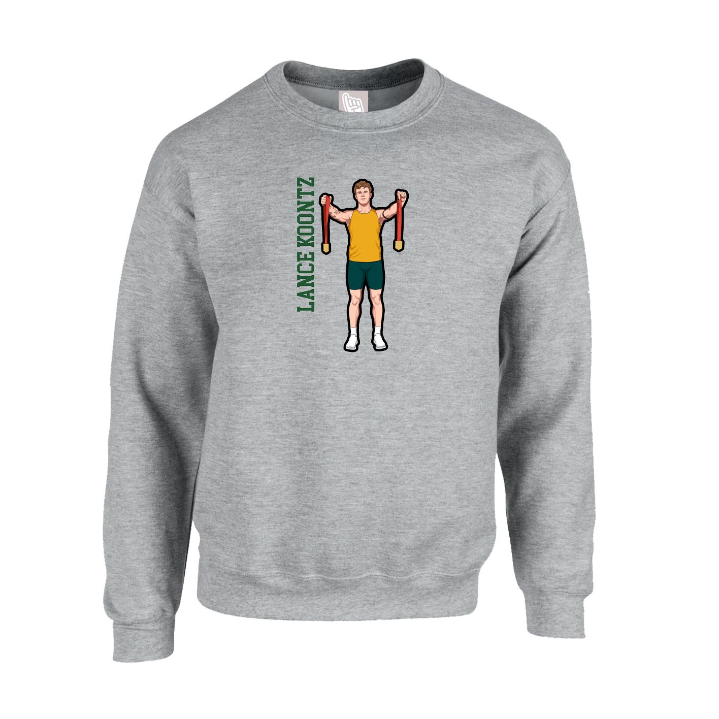 Fleece Crew — Name Vertical in Grey