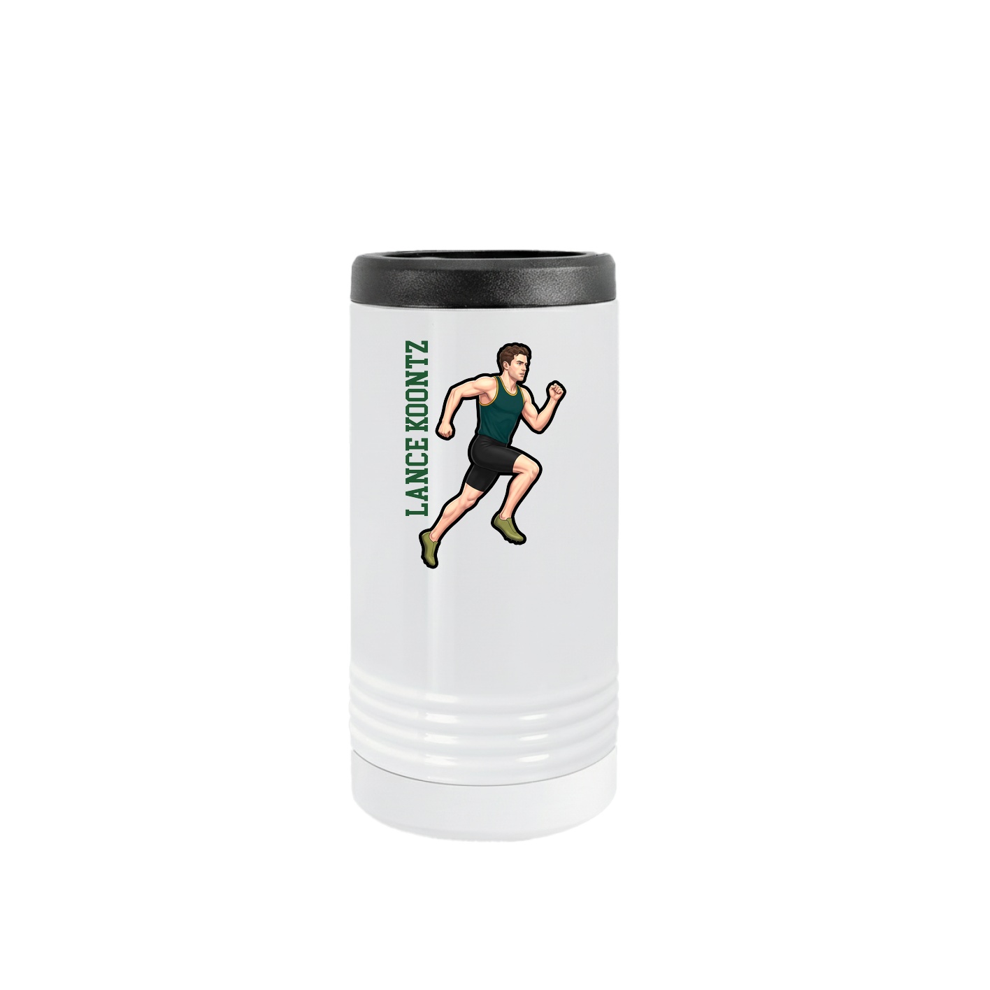 Slim Beverage Holder — Name Vertical in White
