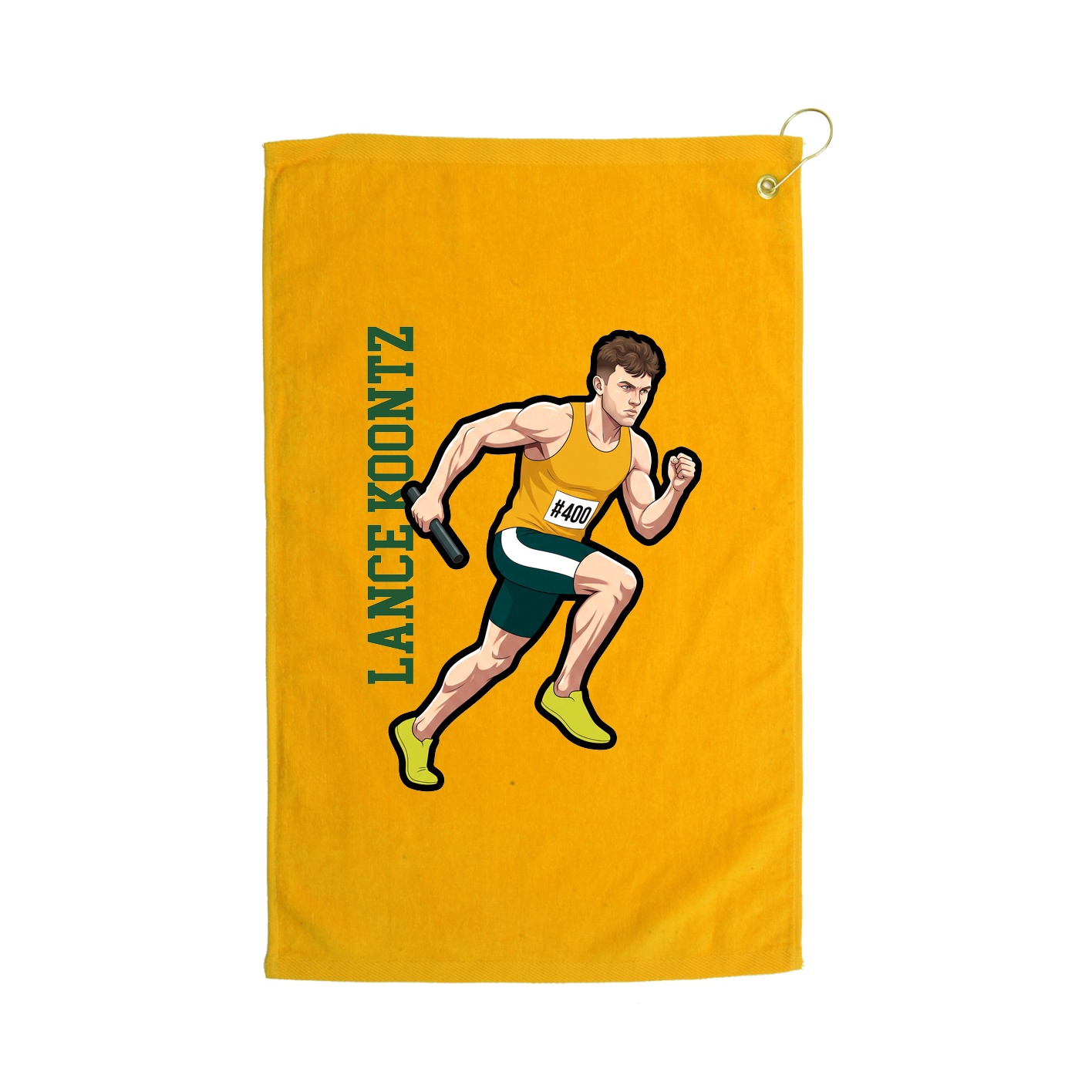 Golf Towel — Name Vertical in Gold