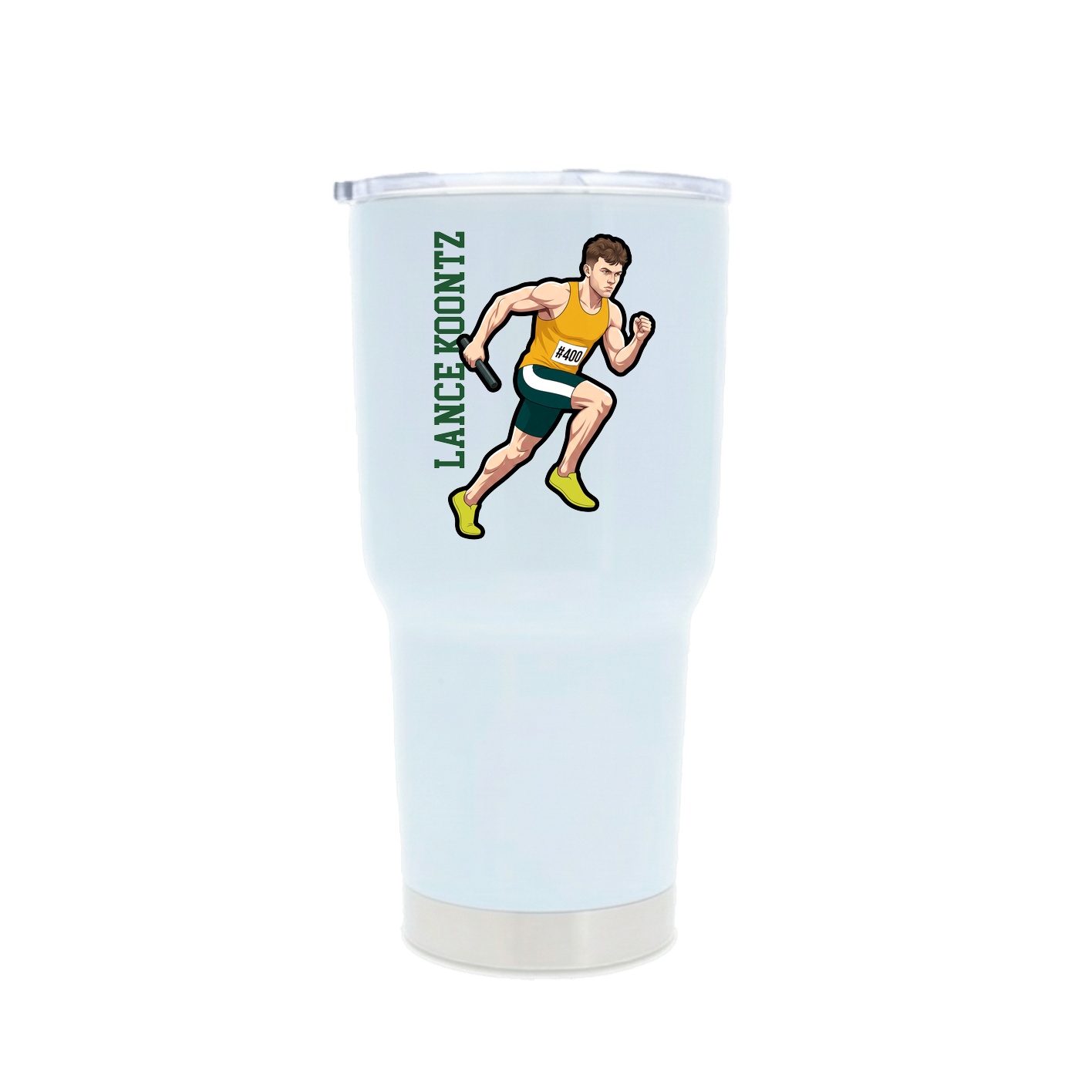 30oz Stainless Steel Tumbler — Name Vertical in White