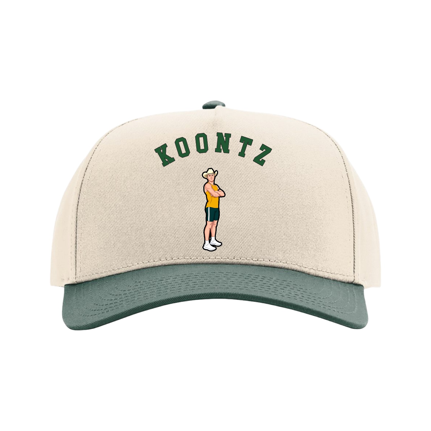Full Fabric Five-Panel Champ Cap — Shirsey Arch in Cream/Green