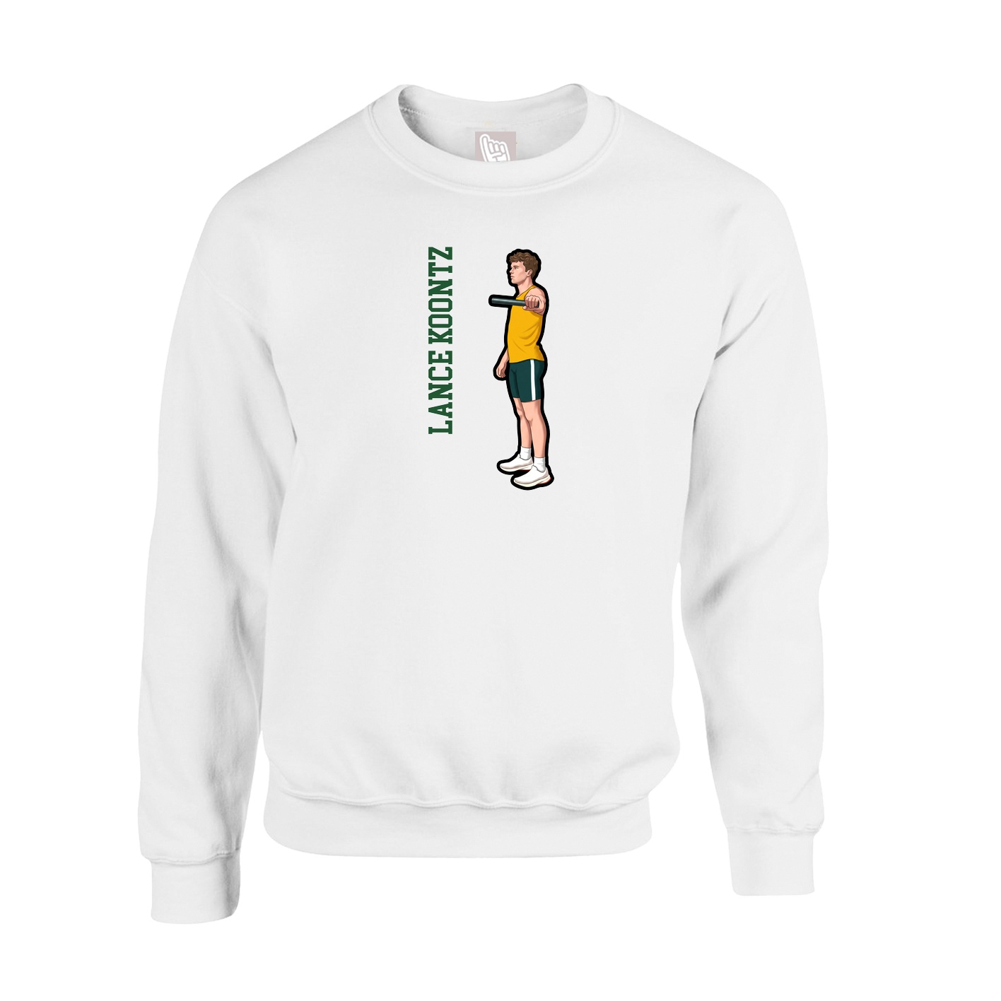Fleece Crew — Name Vertical in White