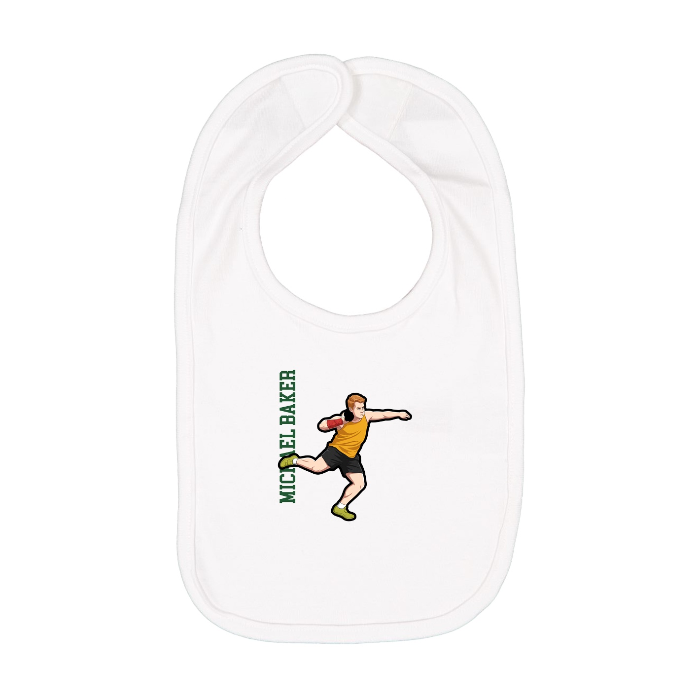 Infant Bib — Name Vertical in White