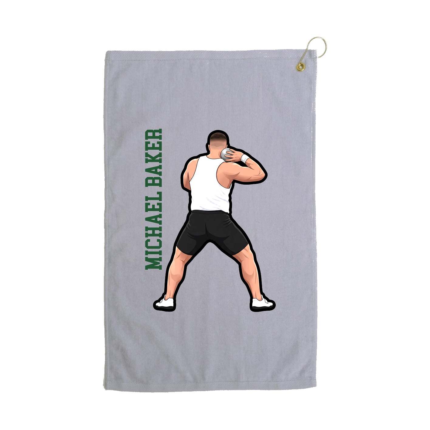 Golf Towel — Name Vertical in Grey