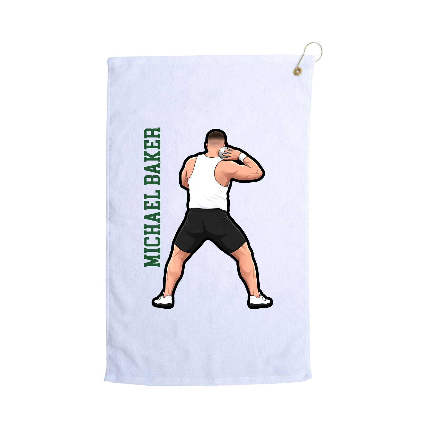 Golf Towel — Name Vertical in White
