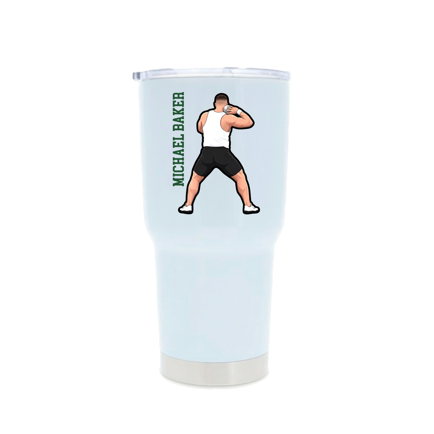 30oz Stainless Steel Tumbler — Name Vertical in White