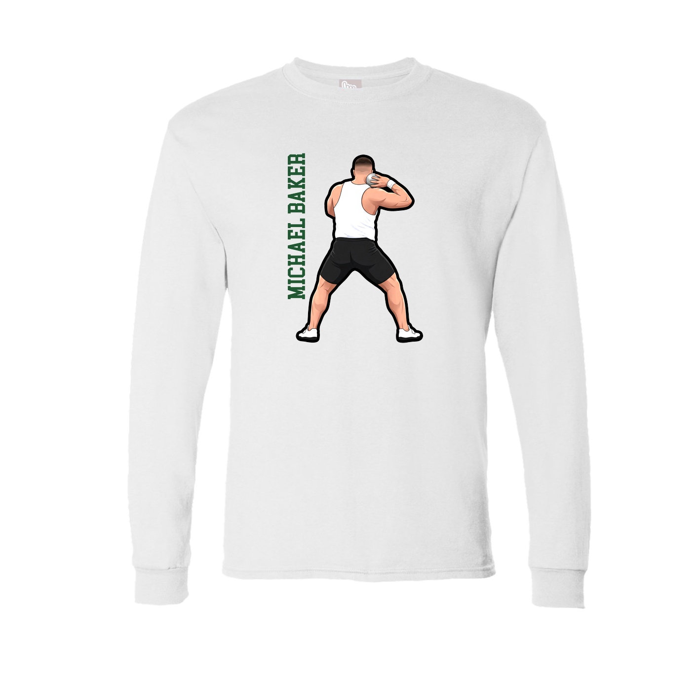Long Sleeve Tee — Name Vertical in White