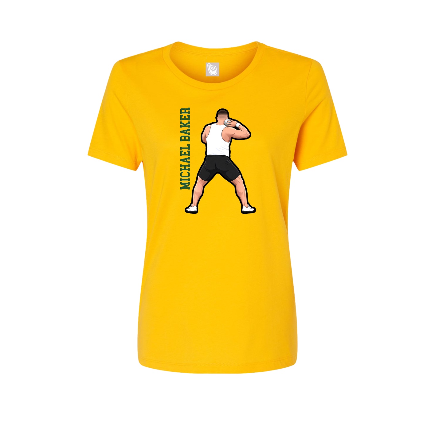 Fitted Women's Tee — Name Vertical in Gold