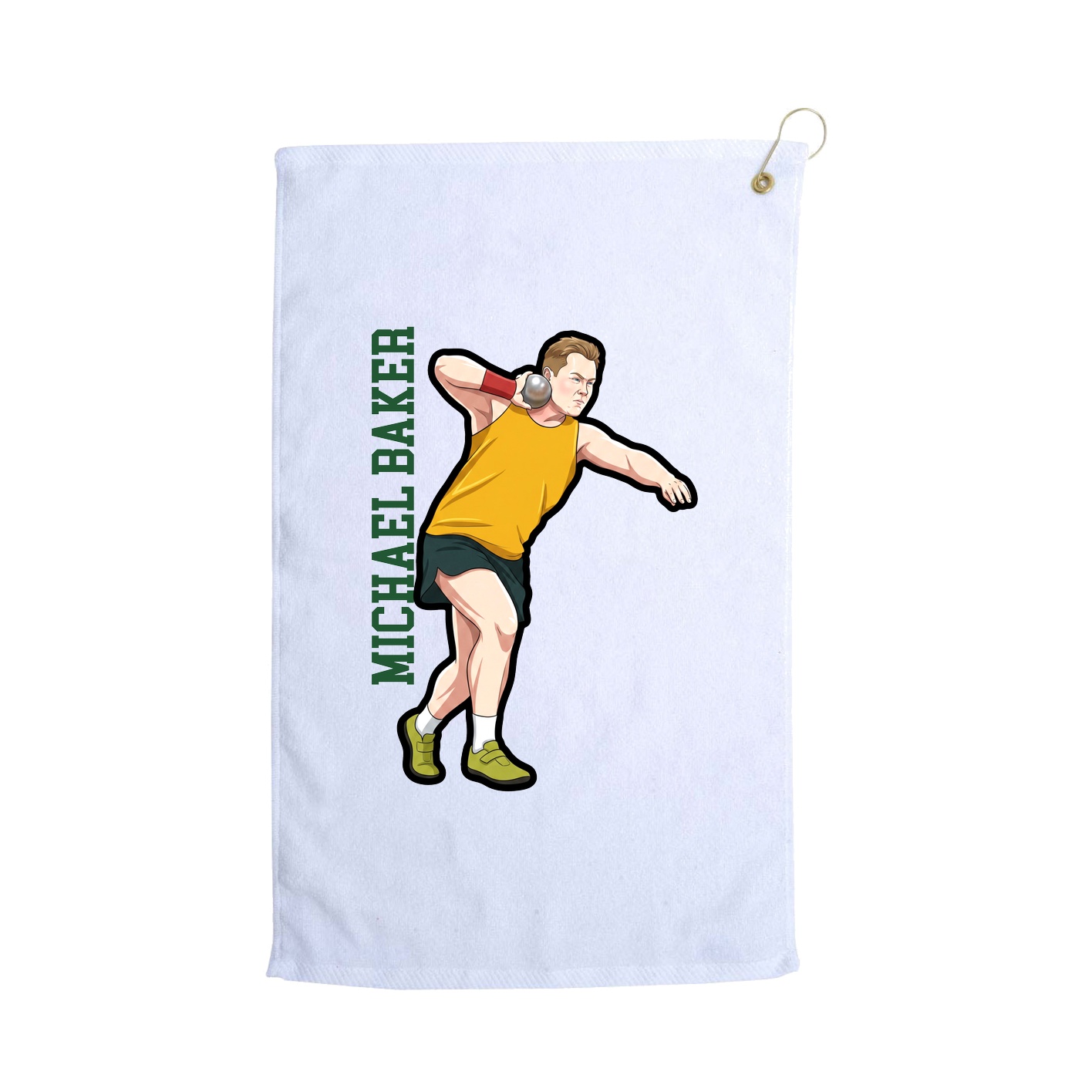 Golf Towel — Name Vertical in White