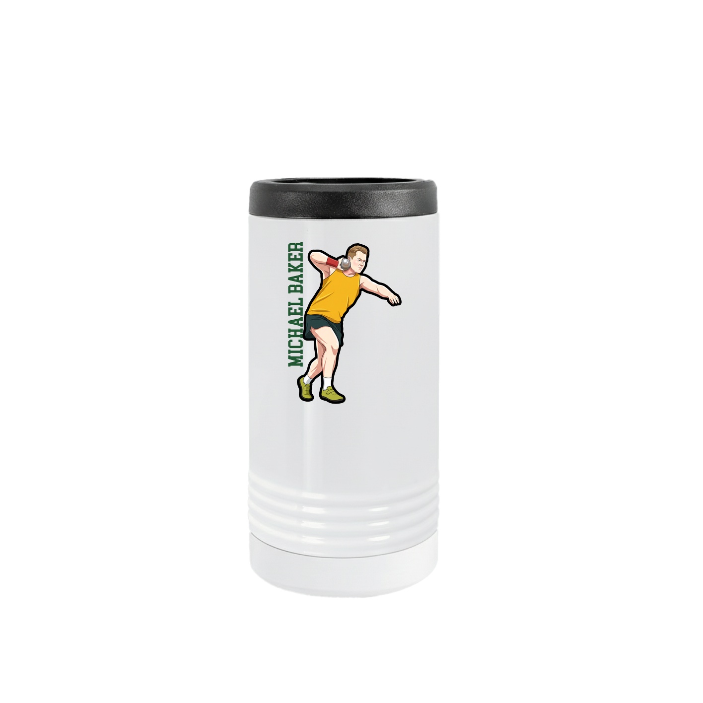 Slim Beverage Holder — Name Vertical in White
