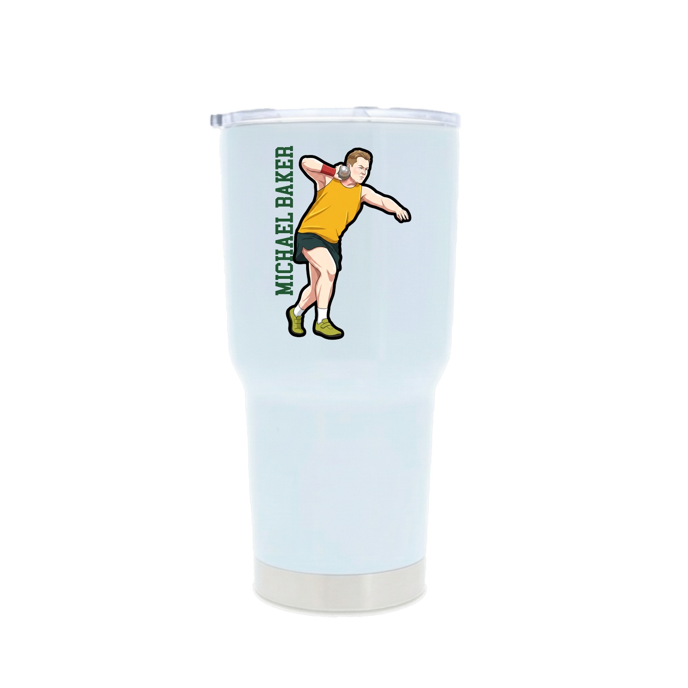 30oz Stainless Steel Tumbler — Name Vertical in White