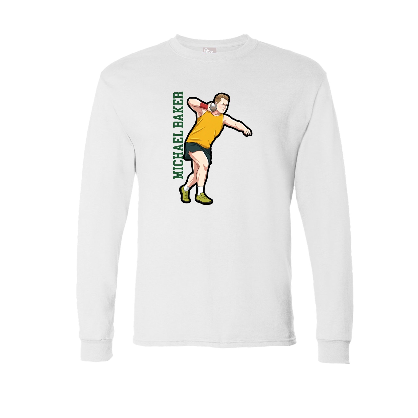 Long Sleeve Tee — Name Vertical in White