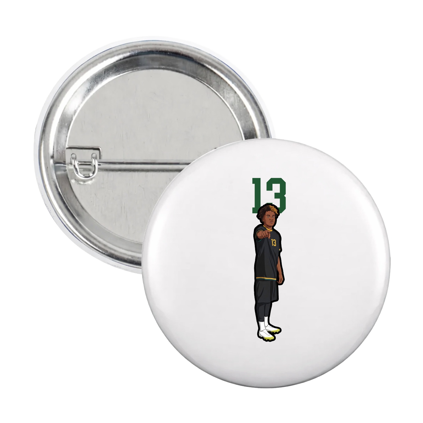Game Day Button — Number Top in White