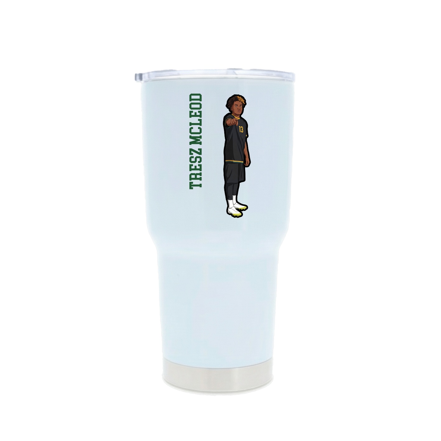 30oz Stainless Steel Tumbler — Name Vertical in White