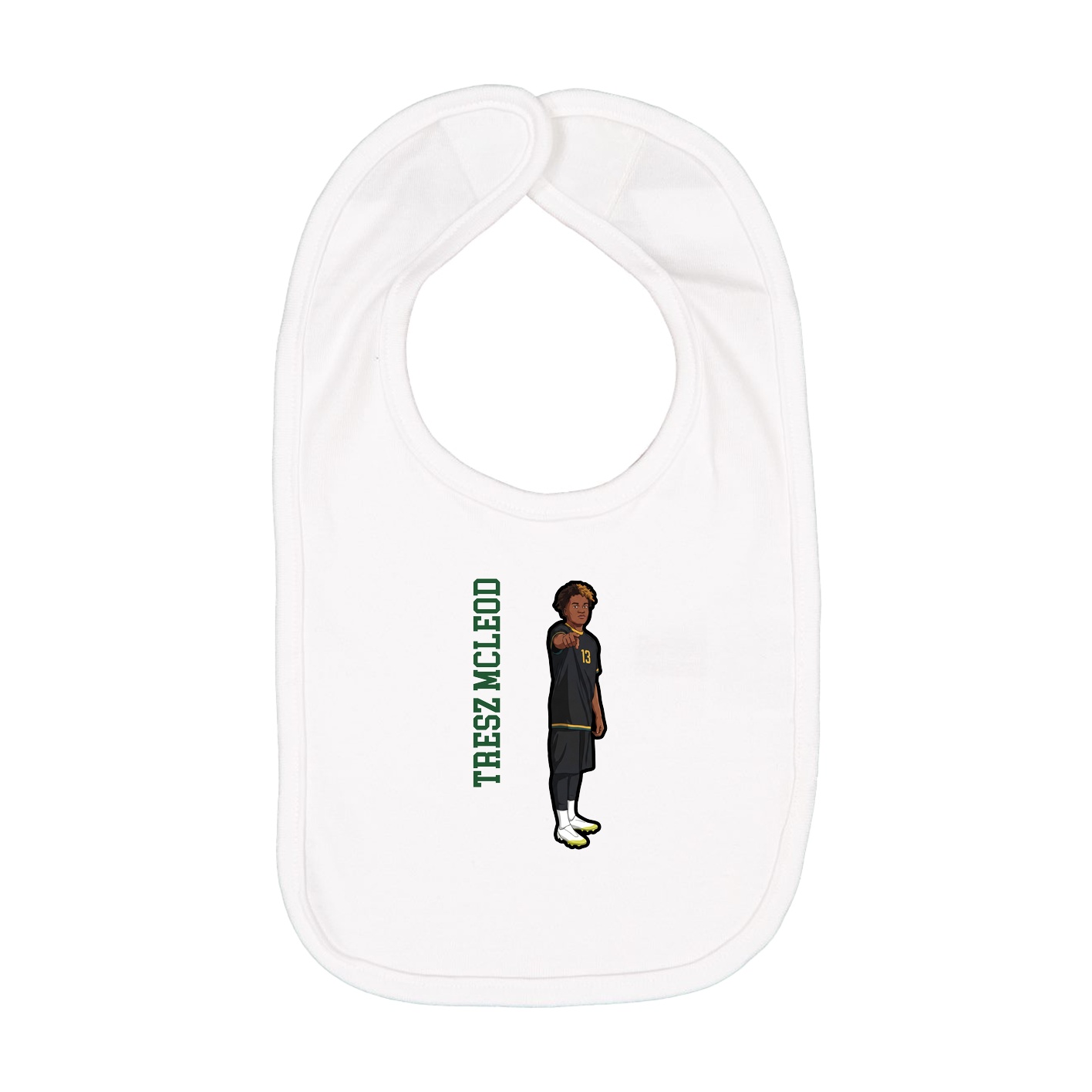 Infant Bib — Name Vertical in White