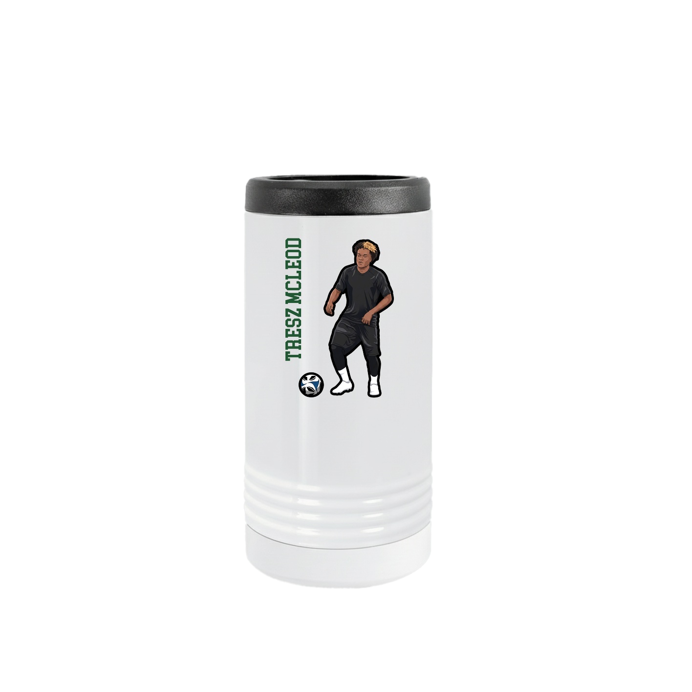 Slim Beverage Holder — Name Vertical in White