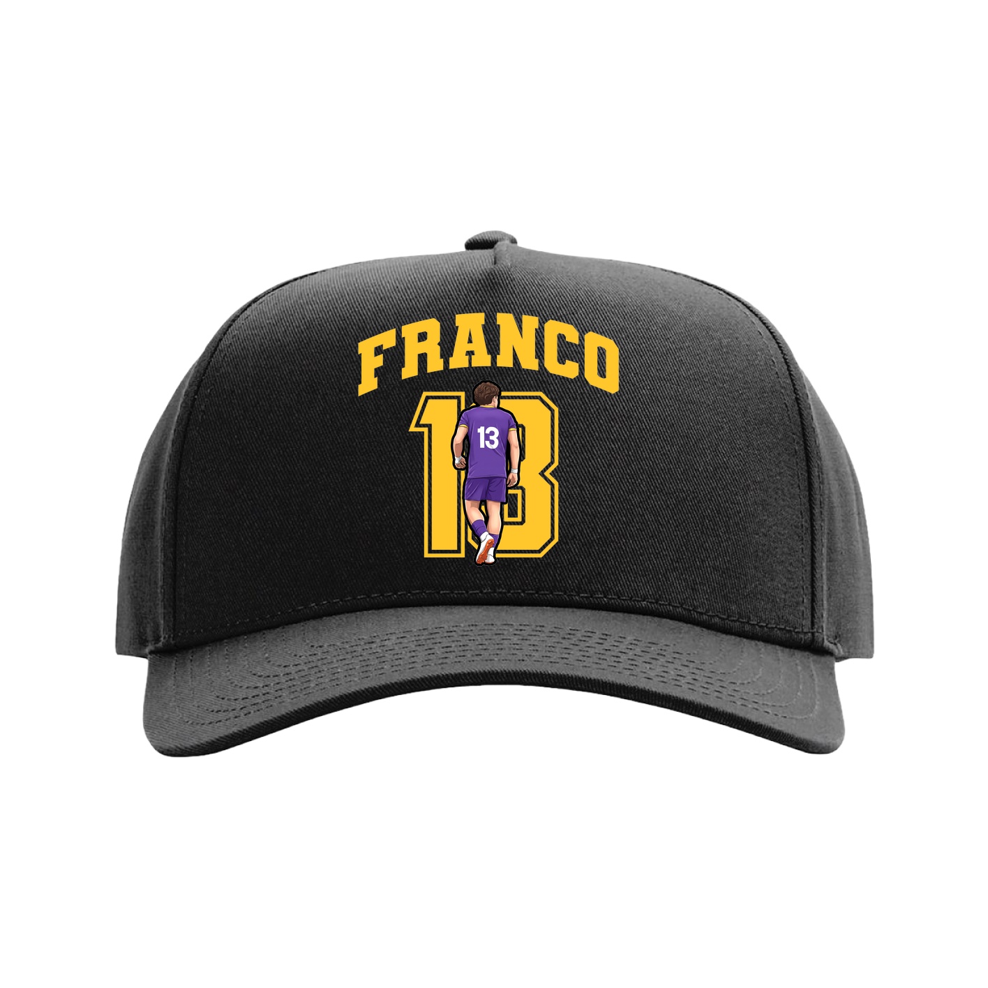Full Fabric Five-Panel Champ Cap — Number in Black