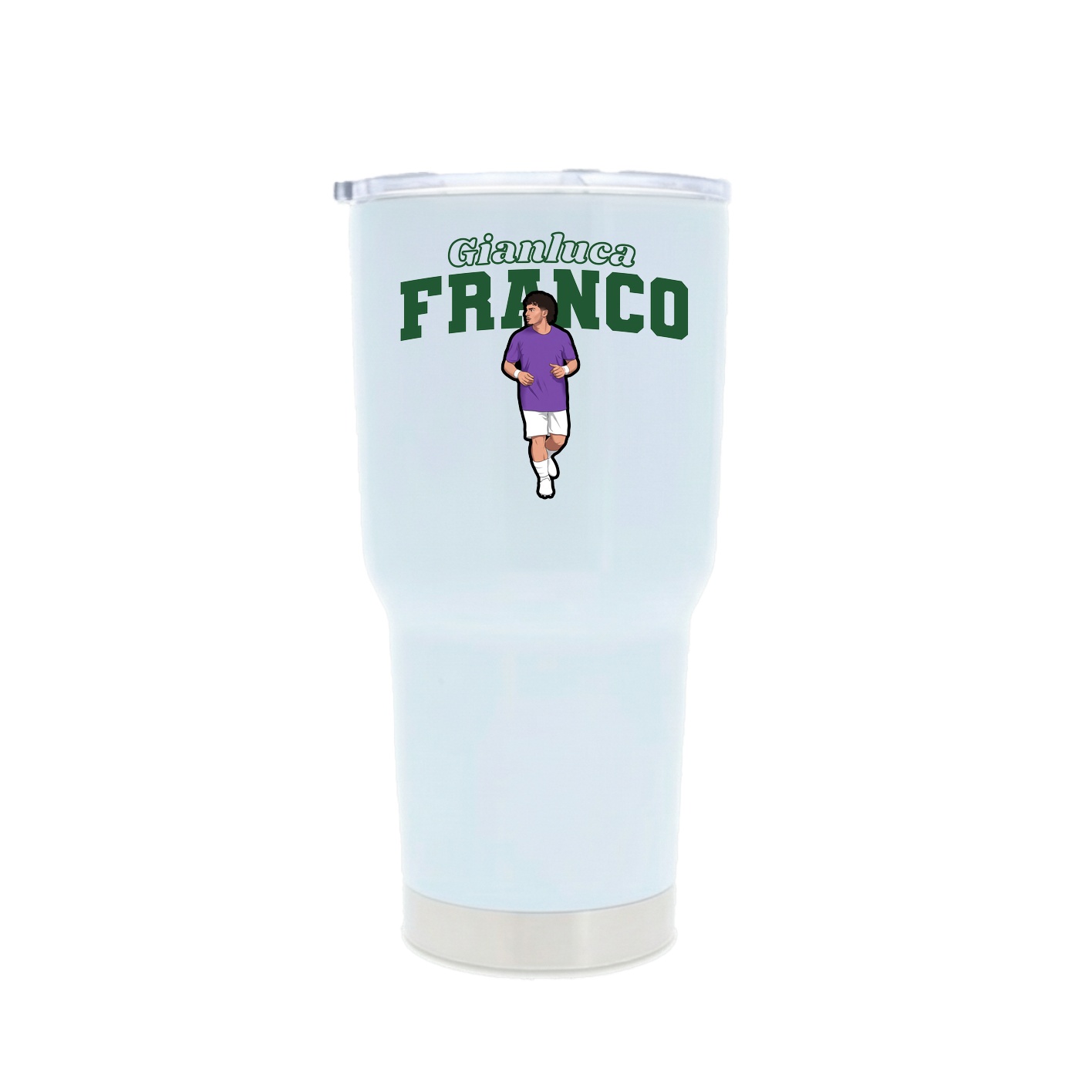 30oz Stainless Steel Tumbler — Name Arch in White