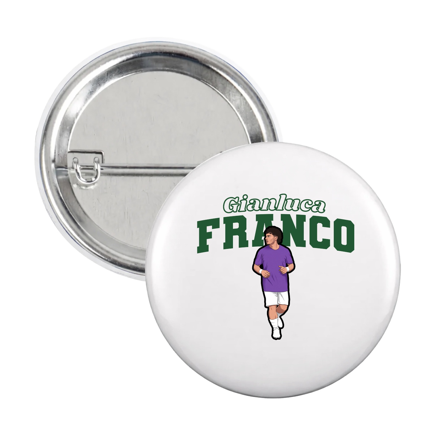 Game Day Button — Name Arch in White