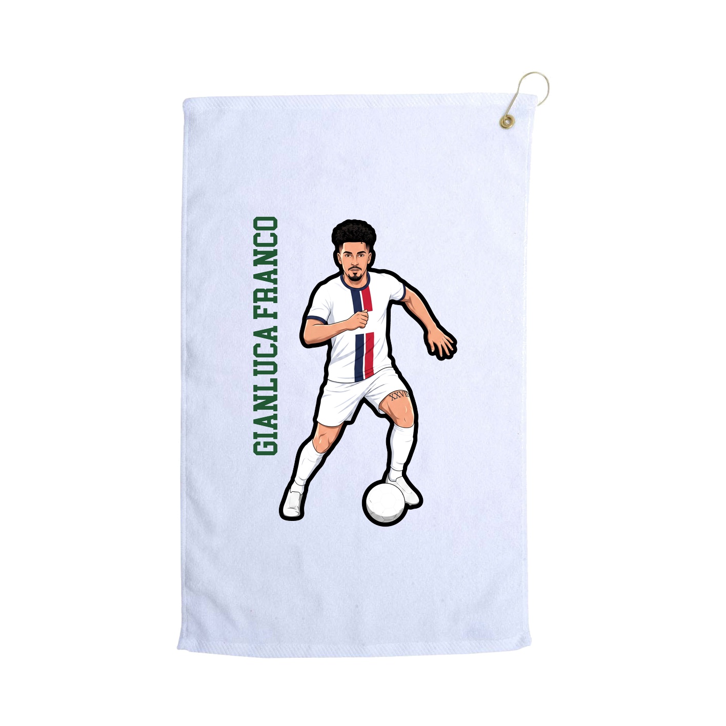 Golf Towel — Name Vertical in White