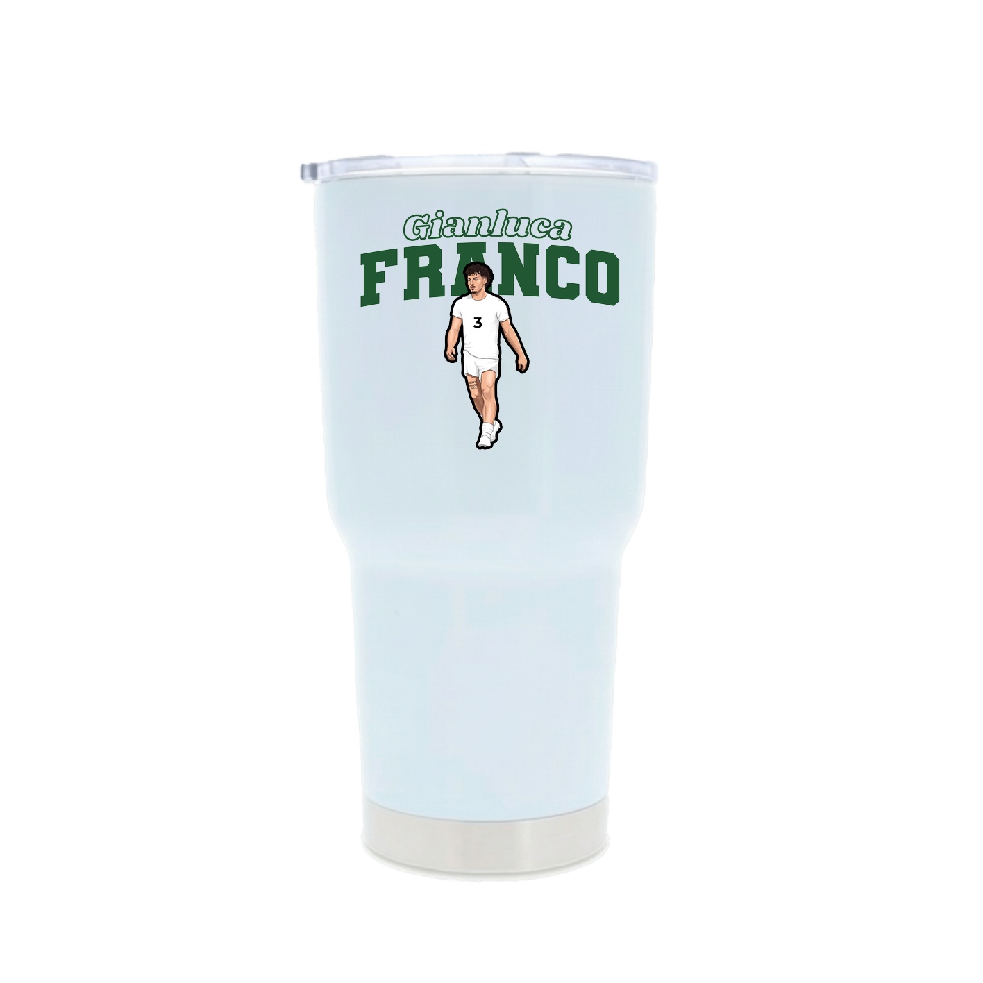 30oz Stainless Steel Tumbler — Name Arch in White